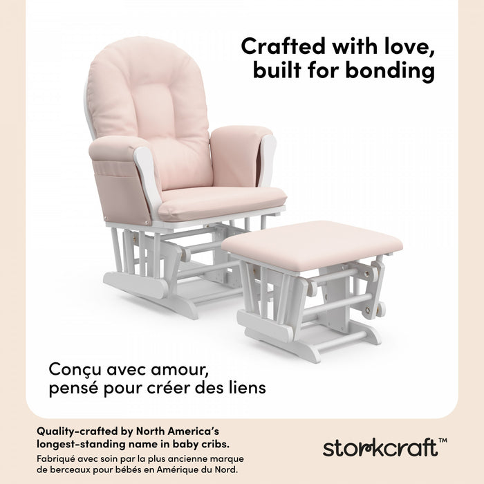 Storkcraft Hoop Fauteuil bercant et pouf - Blanc avec pink