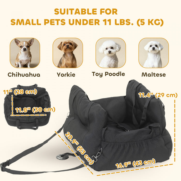 Siege Auto PawHut pour Petits Animaux, Lit de Voyage Doux pour Animaux