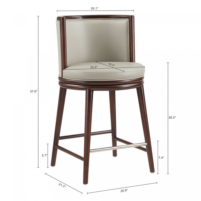 Tabouret de comptoir moderne en bois avec revetement en tissu pierre Evalyn