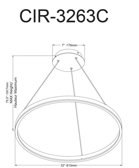 Lustre Circulo de Dainolite en acrylique blanc qui diffuse la lumière, avec fini laiton vieilli et ampoule de 63 W