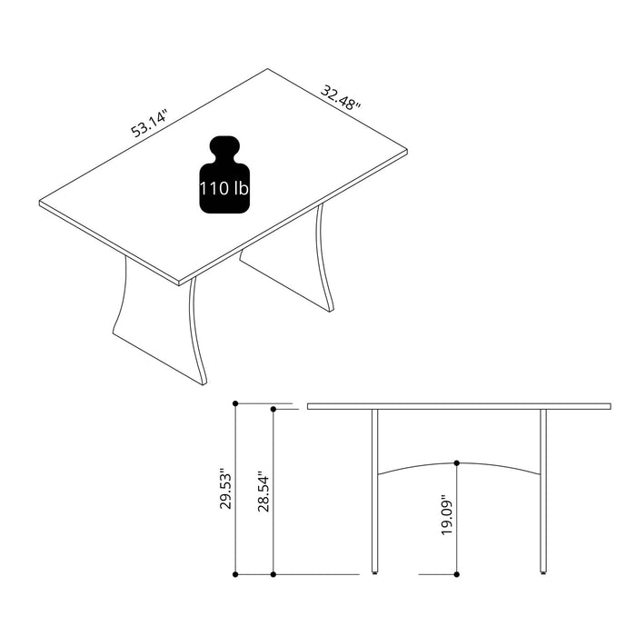 Table a manger Coney style mid-century moderne 53\" en blanc