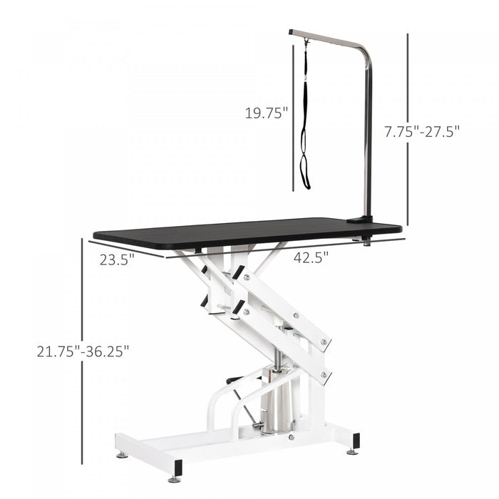 Pawhut Z-lift Professionnel Deluxe Table De Toilettage Hydraulique Pour Chien Avec Bras Coulant