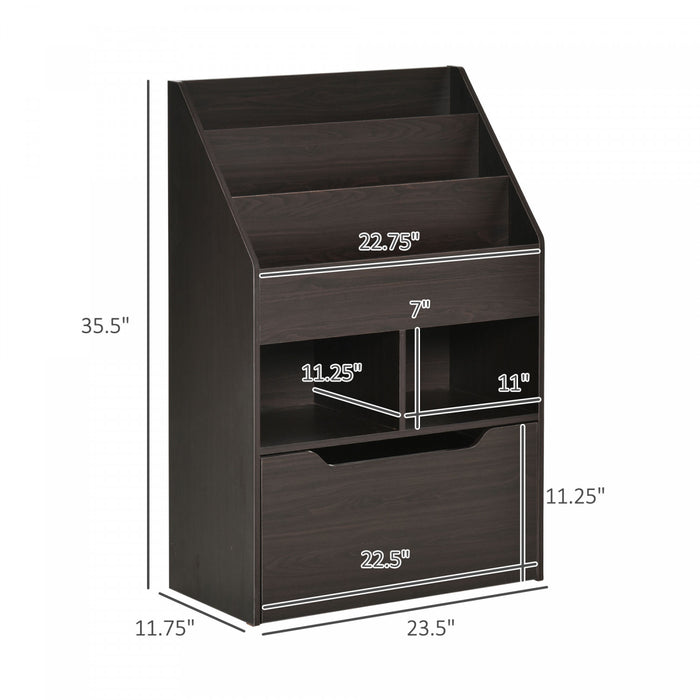 Homcom Bibliotheque Pour Enfants Avec Tiroir De Rangement Pour Les Livres Dans La Chambre A Coucher Ou La Salle De Jeux, Brun