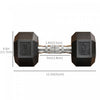Soozier 2 x 25lbs Rubber Dumbbells Weight Set, Dumbbell Hand Weight for Body Fitness Training for Home Office Gym