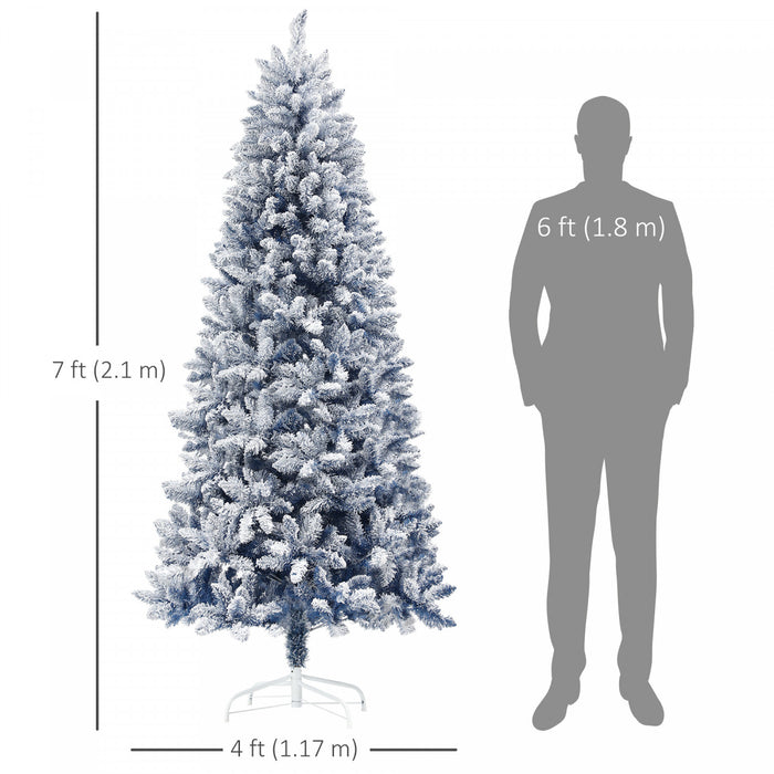 Homcom Arbre De Noel Artificiel De 7 Pi Avec Branches Floquees De Neige