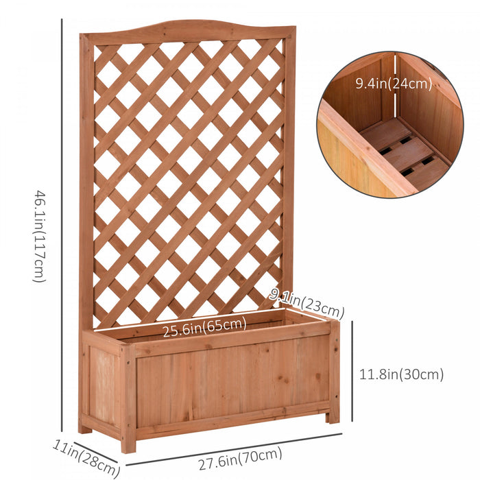Outsunny - Jardiniere Surelevee En Bois De 28\" X 11\" X 46\" Avec Treillis Pour La Vigne Grimpante, Pour Faire Pousser Des Legumes, Des Herbes Et Des Fleurs Dans La Cour, Le Patio, Brun