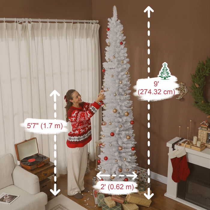 HOMCOM Sapin de Noel de 9pi avec LEDs synchronisees, sapin de Noel, Blanc