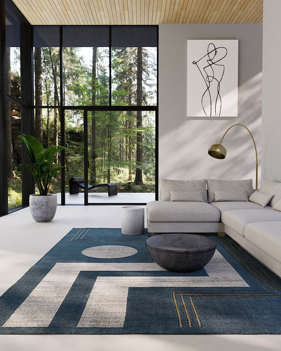 Tapis Contemporain Erisa 8'11\" x 12'6\" en Bleu