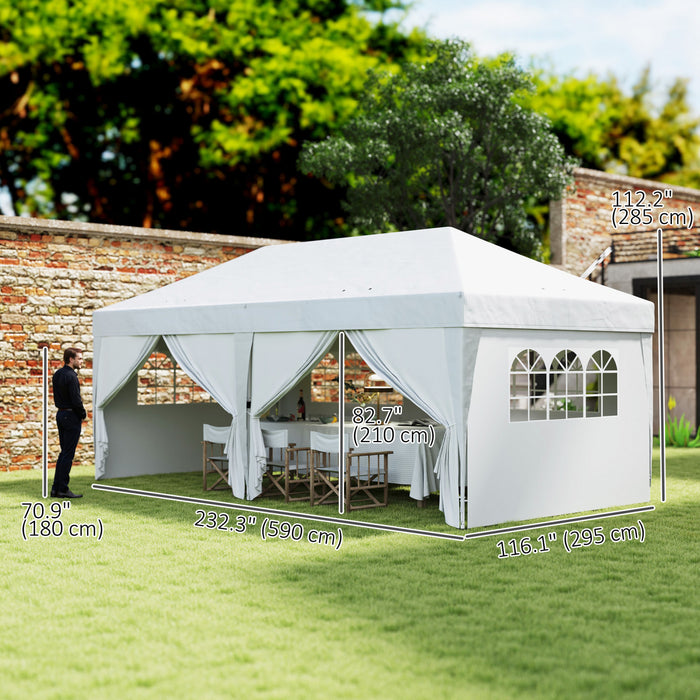 Outsunny Tente Exterieure Facile A Plier Gazebo De Fete 10'x20', Blanc