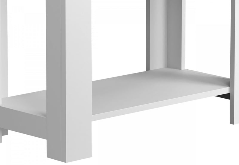 Table d’appoint étroite classique de 24 po avec rangement dissimulé et tablette inférieure - blanche