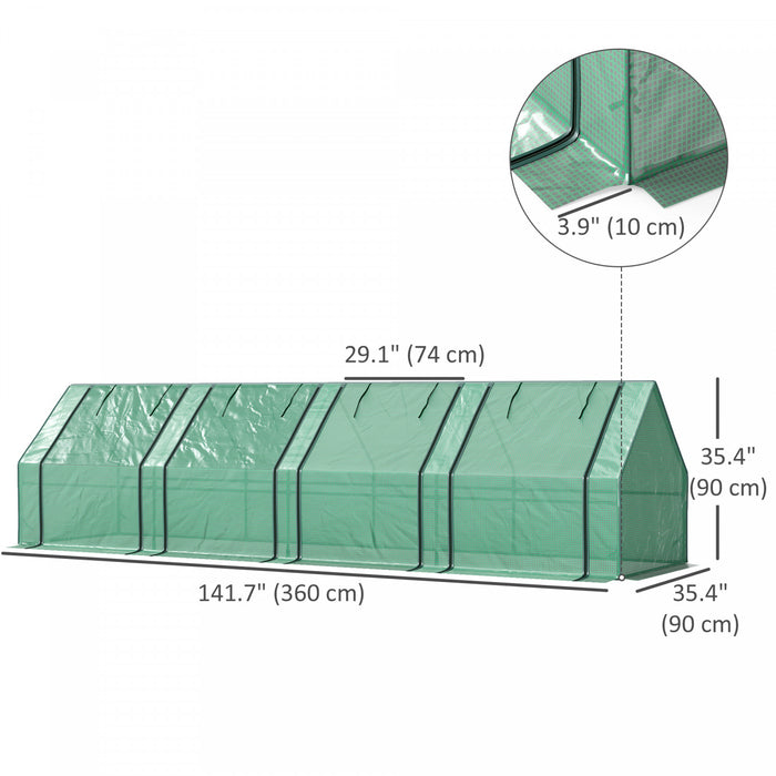 Outsunny Serre Portative 12' X 3' X 3', Serre Tunnel, Vert