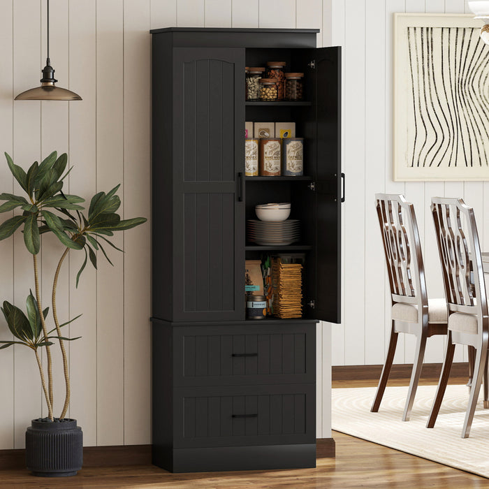 HOMCOM Armoire Haute, 67\" Armoire de Rangement de Cuisine, Noir