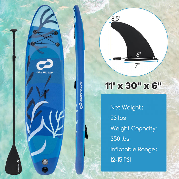 Grand Conseil Gonflable De Sup Goplus, Conseil De Pagaie Portable Avec Des Anneaux 5d Se Tiennent Sur Le Conseil De Pagaie Pour La Jeunesse Et L'adulte Marine