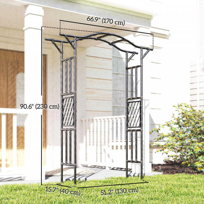 Outsunny Arche de Jardin avec Sommet Releve, Treillis Exterieur, Noir