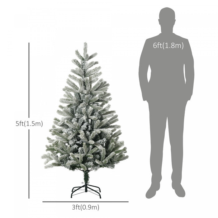 Homcom Arbre Artificiel Floque De Neige De 5 Pieds Avec 521 Pointes