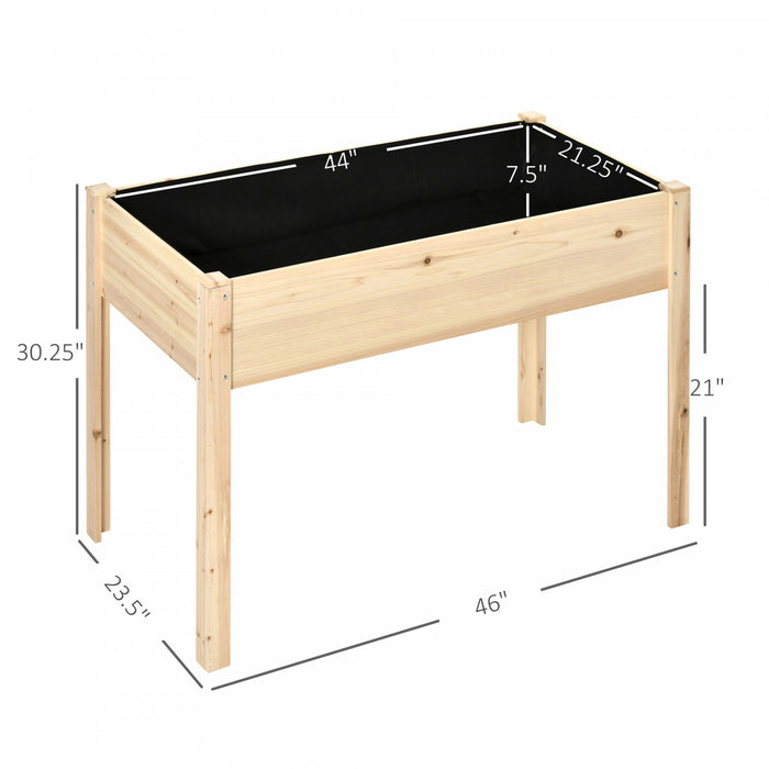 Outsunny 47'' X 24'' Jardiniere Sur Pieds Carre Potager Sureleve Exterieur De Jardin Tissu Non-tisse Inserts D'irrigation Inclus Pieds Metal Bois Massif Sapin Naturel