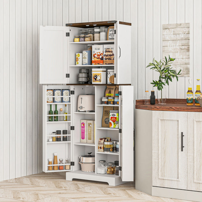 HOMCOM Armoire de cuisine, garde-manger de 64 po avec tablettes reglables