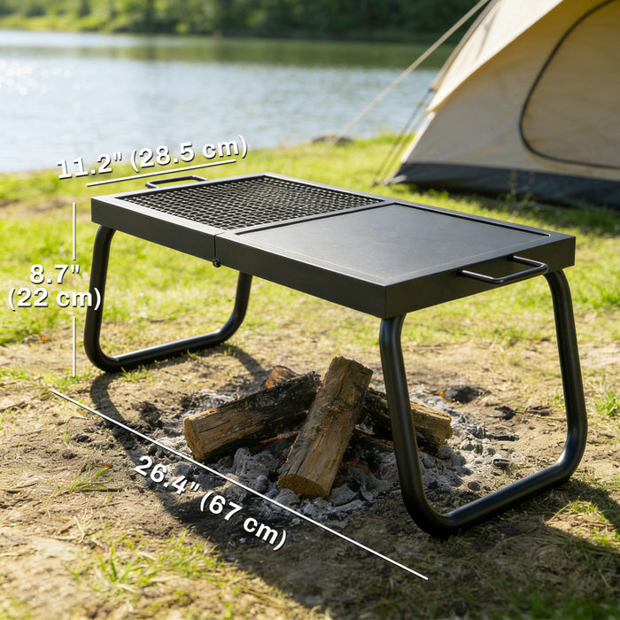 Barbecue pliable pour feu de camp Outsunny, grille portable avec sac de transport, noir