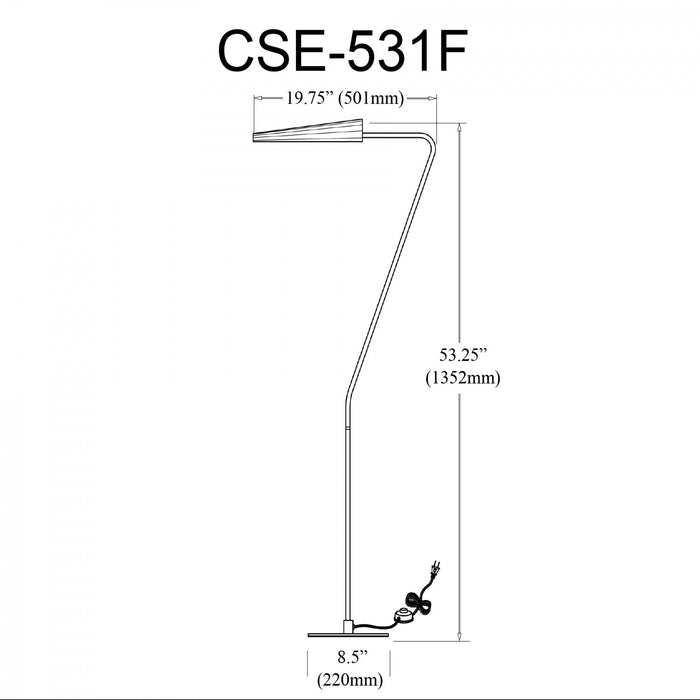 Lampe à pied Cassie de Dainolite avec fini noir mat et 1 ampoule incandescente