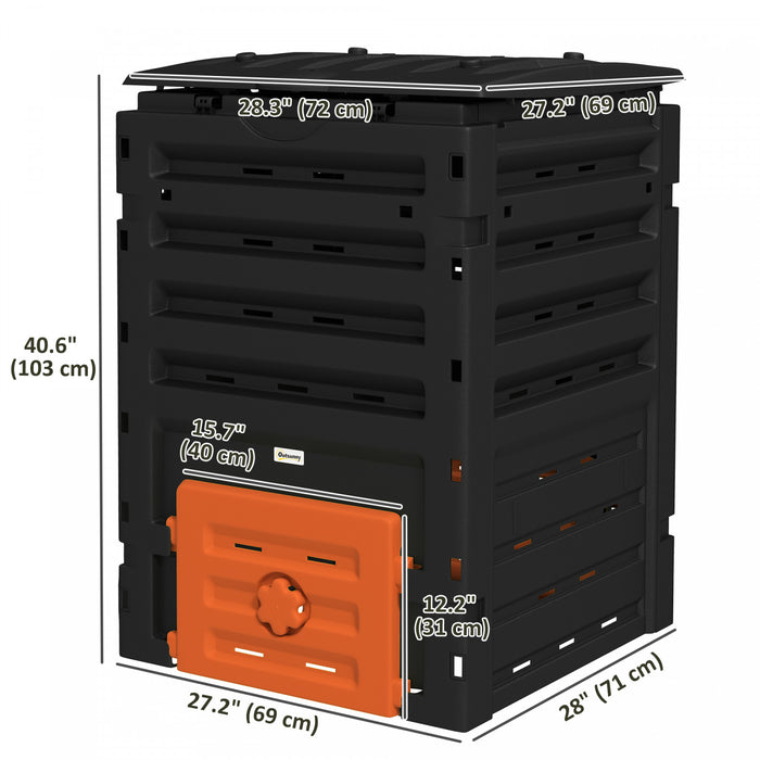 Outsunny Poubelle A Compost De 120 Gallons, Avec 80 Aerations, Orange