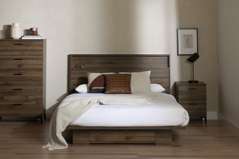 Musano Ensemble Lit Plateforme Et Tete De Lit Noyer Naturel, De Meubles South Shore