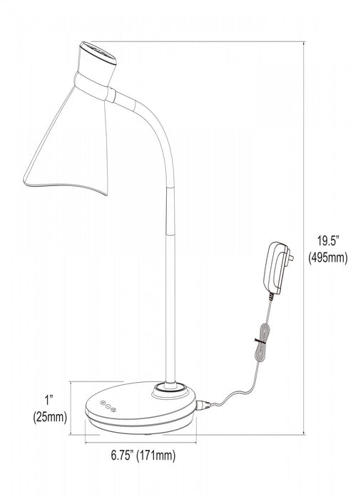 Lampe de table de Dainolite avec fini noir et ampoule à DEL de 6 W