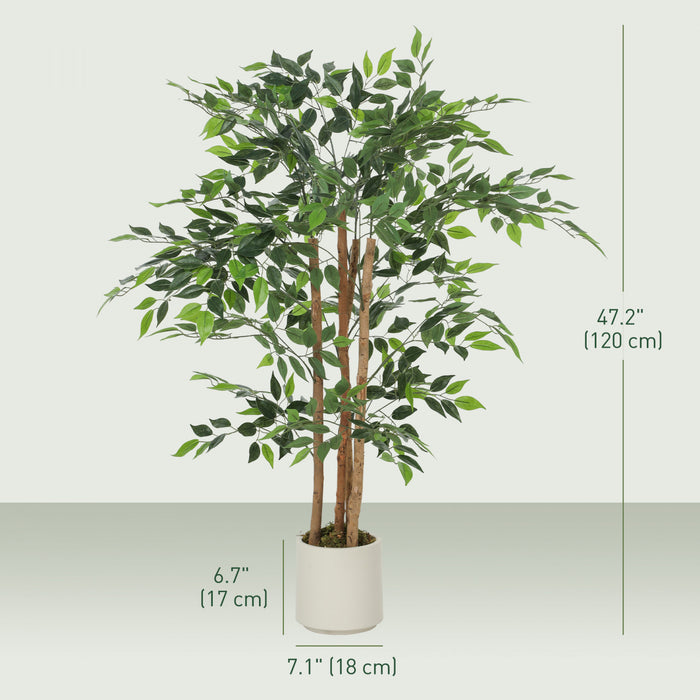 HOMCOM Faux Banian de 4pi, Ensemble de 2 Plantes Artificielles