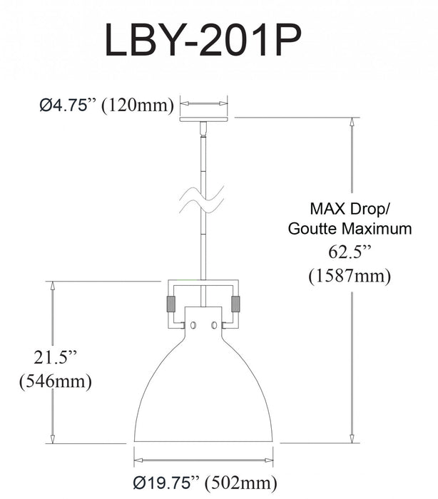 Luminaire suspendu Liberty de Dainolite avec abat-jour en métal blanc mat, fini noir mat et à 1 ampoule
