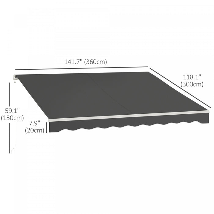 Outsunny Auvent Electrique Retractable 10' X 12' Avec Telecommande, Gris