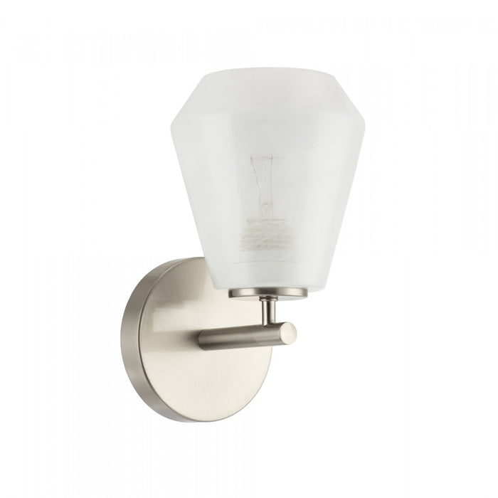 Applique Murale A 1 lampe Brooke, Nickel Brosse Avec Verre Blanc Vaporeux