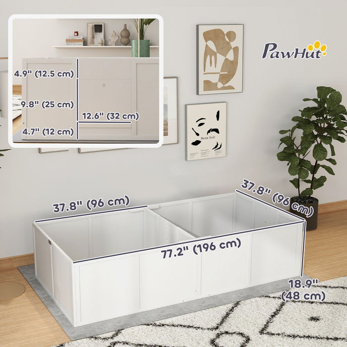 Pawhut Boite De Mise Bas Pour Chiens, Parc Pour Chien Avec Porte Amovible Reglable, Parc Pour Chiots Pour Chiens De Petite Et Moyenne Taille, 77\" X 38\", Blanc