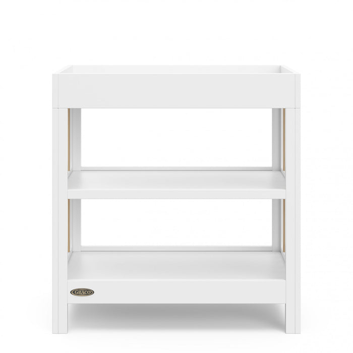 Graco Teddi Table a langer avec matelas a langer resistant a l’eau - Blanc avec bois clair