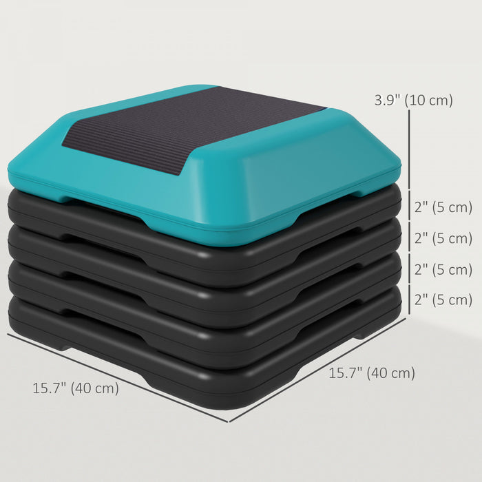 Soozier Stepper d'exercice aerobique, stepper reglable a 5 niveaux, bleu