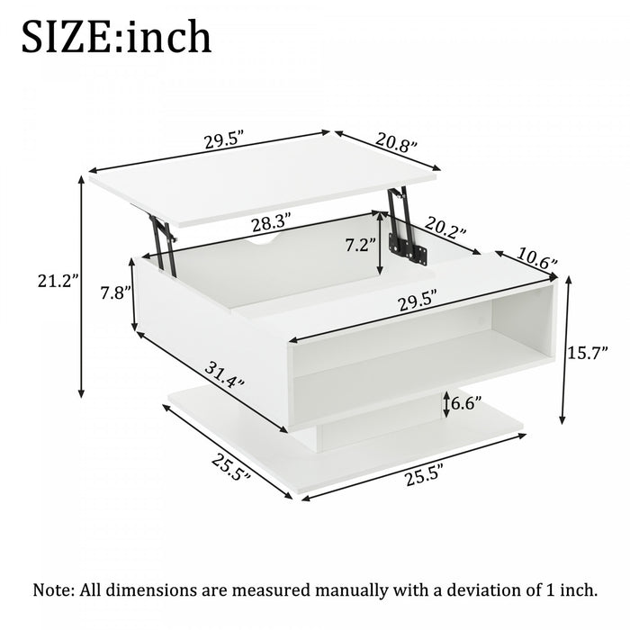 Ethan table basse relevable avec eclairage LED, blanc