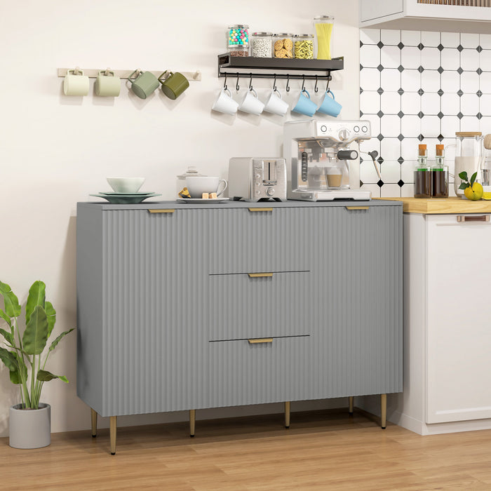 HOMCOM Buffet avec 3 tiroirs et etageres reglables, Gris