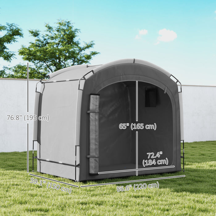 Outsunny Tente De Rangement Pour Velos Avec Sac De Transport, Gris