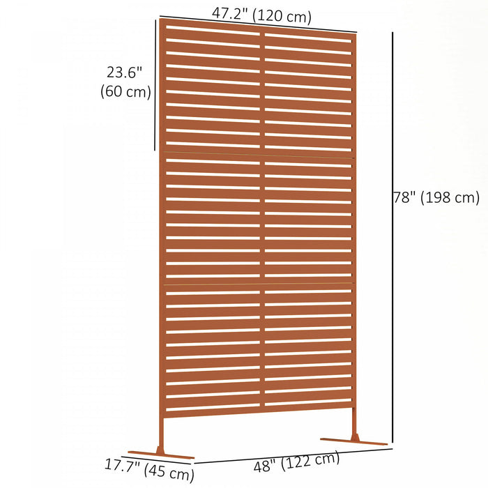 Outsunny Paravent exterieur decoratif en metal avec support, marron