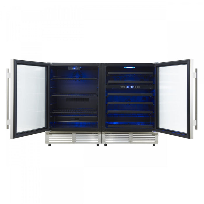 Refroidisseur a vin et a boissons Gemello de 48\" cote a cote en acier inoxydable, 9,6 pi³ - FWCDR6699-48S
