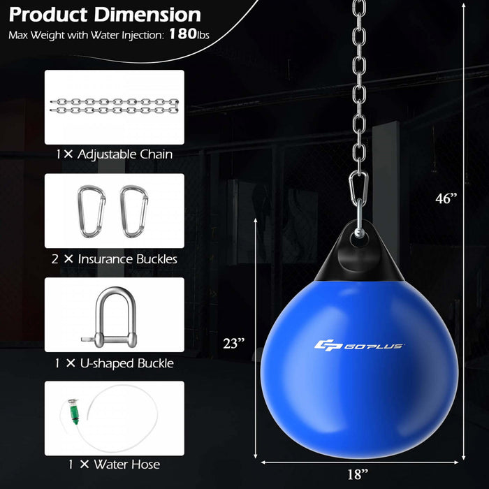 Goplus 18\" 110lbs Eau Lourde Remplie Poinconnage Aqua Entrainement Sac De Boxe A La Maison Gym Crochet Bleu