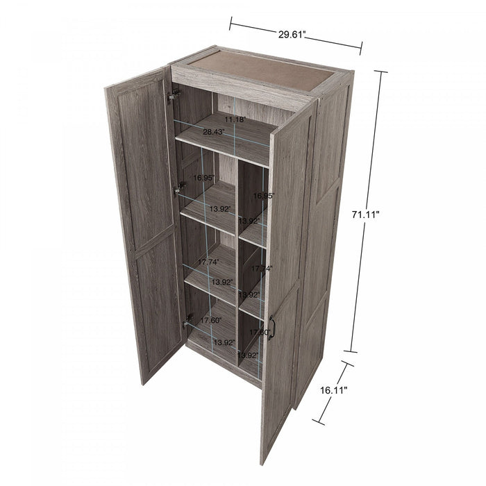 Armoire de rangement moderne Hopkins 30\" en gris (7 etageres) - Lot de 2