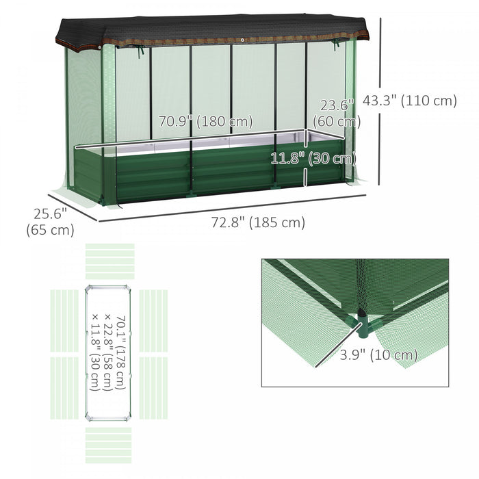 Outsunny Lit De Jardin Sureleve Galvanise Avec Cage De Culture Et Toile