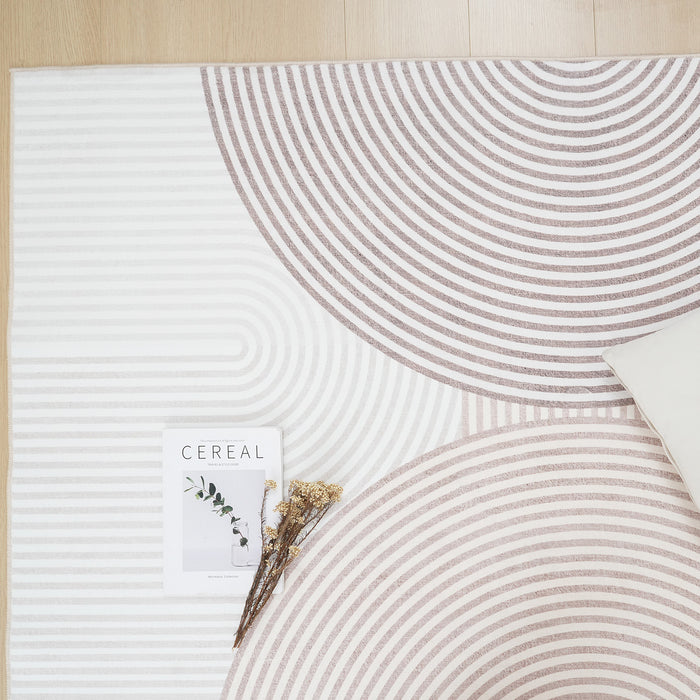 Aqua Cercles Tapis Lavable Et Antiderapant A Poils Ras 5'x7'