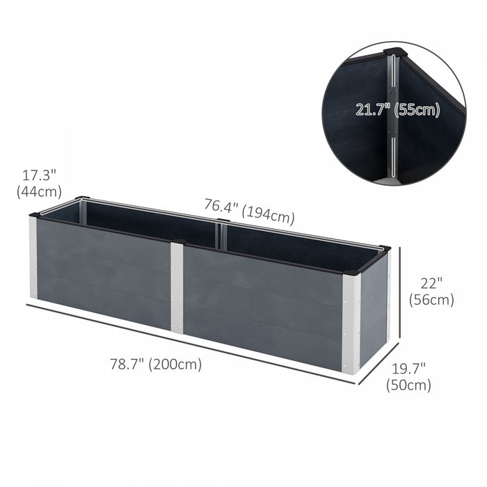 Outsunny 6.6' X 1.6' X 1.8' Lit De Jardin Sureleve Avec Fond Ouvert Gris