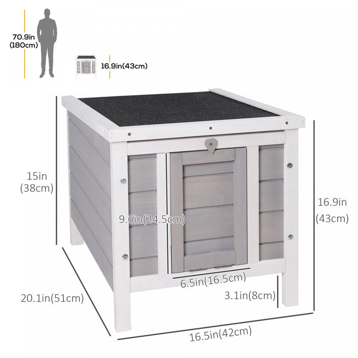 Pawhut 50,8 X 43,2 X 43,2 Cm Clapier En Bois Petit Animal Maison Lapin Cochon D'inde Cage Pour Animaux De Compagnie Coop Abri Pour Chat Gris