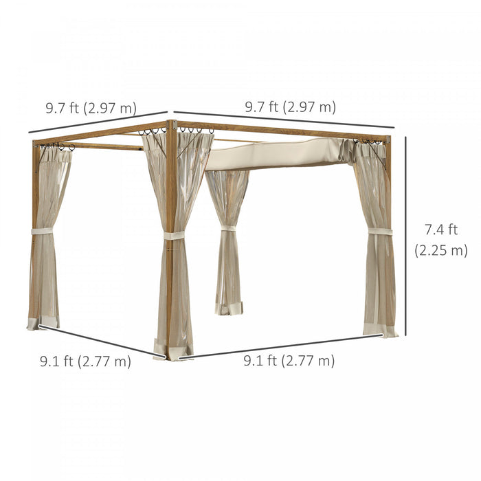 Outsunny 10 X 10 Ft Pergola Retractable Avec Parois Laterales En Filet