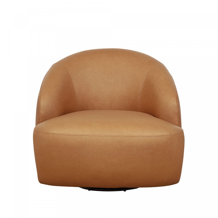 Fauteuil d’appoint pivotant moderne contemporain Lukas en tissu camel