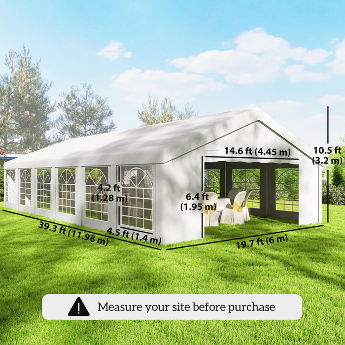 Outsunny Grande tente de reception 6 x 12 m avec 12 fenetres amovibles