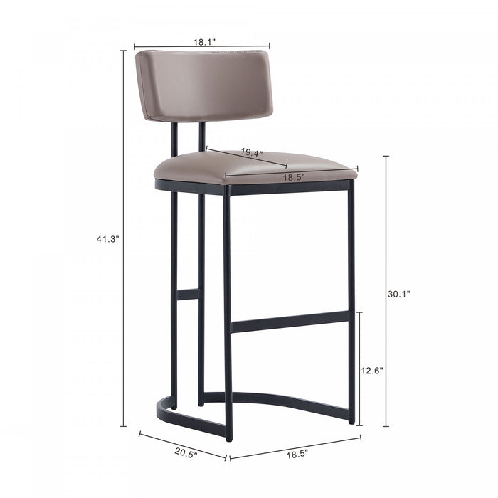 Tabouret de bar moderne contemporain en metal Juno, couleur taupe