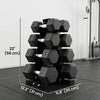 Soozier 180lbs Hex Dumbbell Weight Set with Vertical Rack for Home Gym