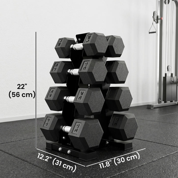Soozier Set d’Halteres Hexagonaux 82 kg avec Rack Vertical pour Salle de Sport a Domicile